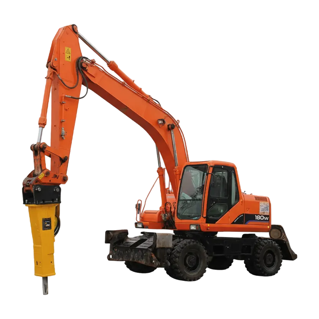 Полноповоротный колёсный экскаватор 140 с гидромолотом #1